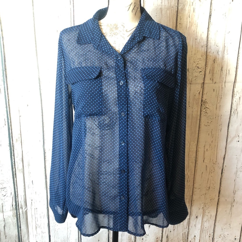 EUC Sheer Old Navy Patterned Polyester Blouse - Picture 1 of 7